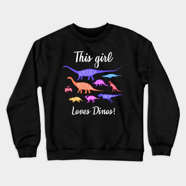 This Girl Loves Dinos T-Shirt, Dinosaur Shirt, Dinosaur Birthday Shirt, Dino Shirt, Birthday Shirt, Girl Dinosaur Shirt, T-Rex Shirt Crewneck Sweatshirt by johnii1422